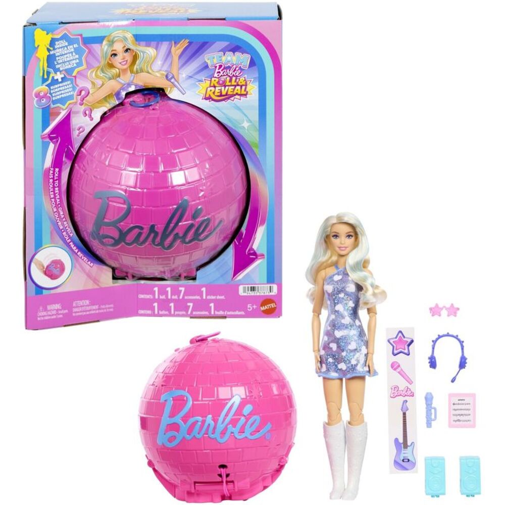 Barbie Team Barbie Roll & Reveal Pop Star Doll & Accessories, Blonde